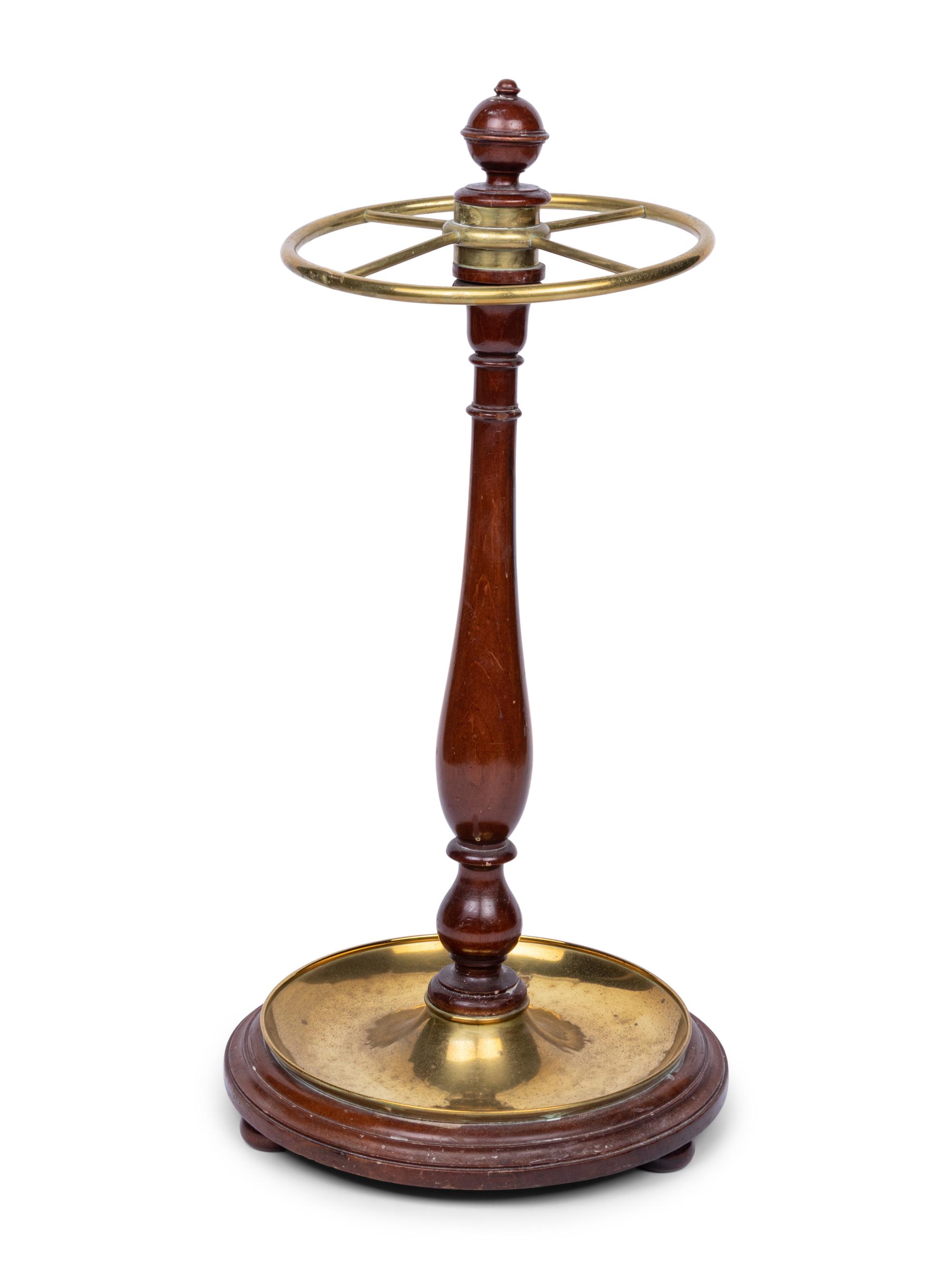 A Victorian Brass and Walnut Umbrella Stand