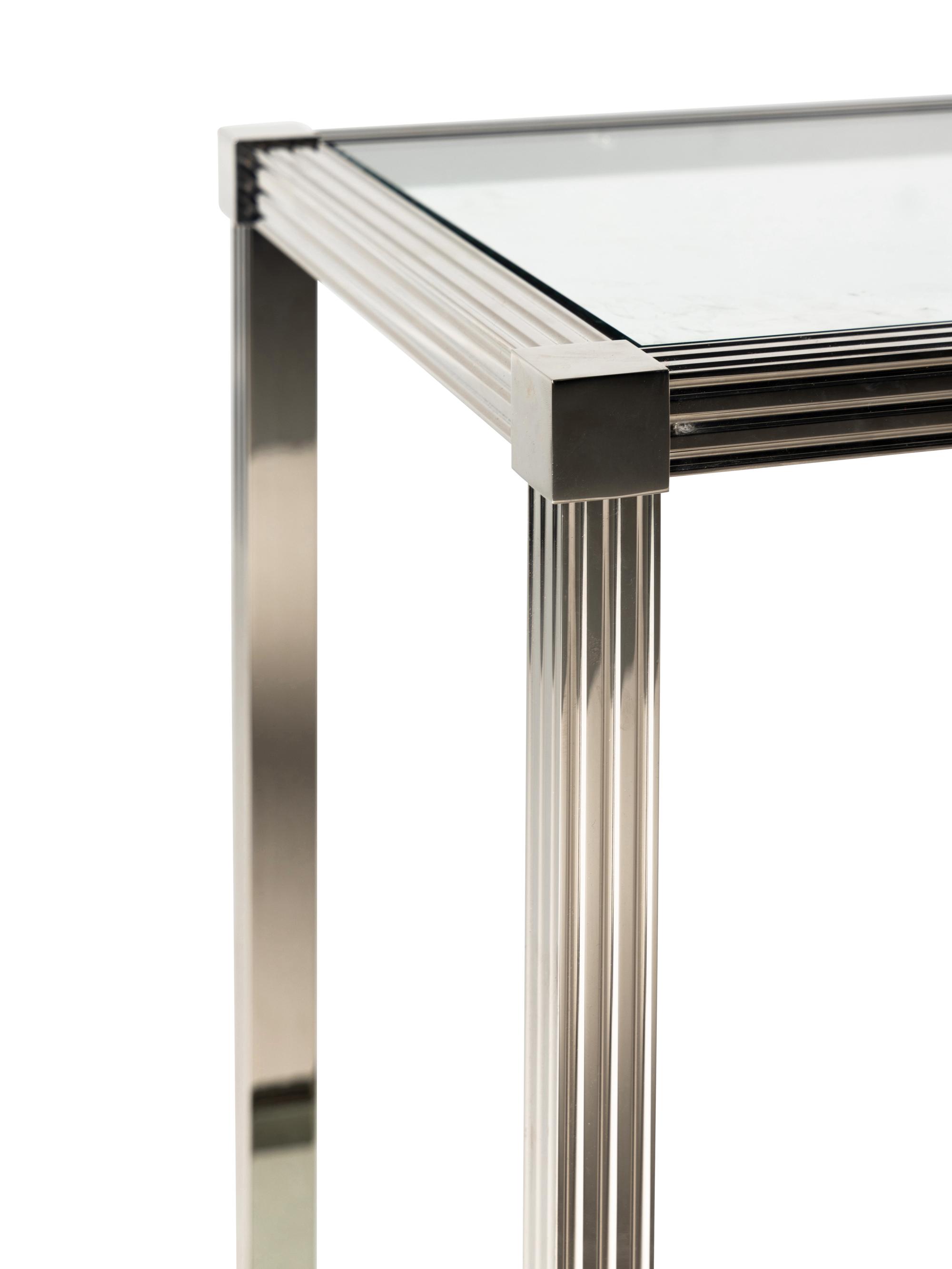 A John Boone Chromed Steel and Glass Console Table