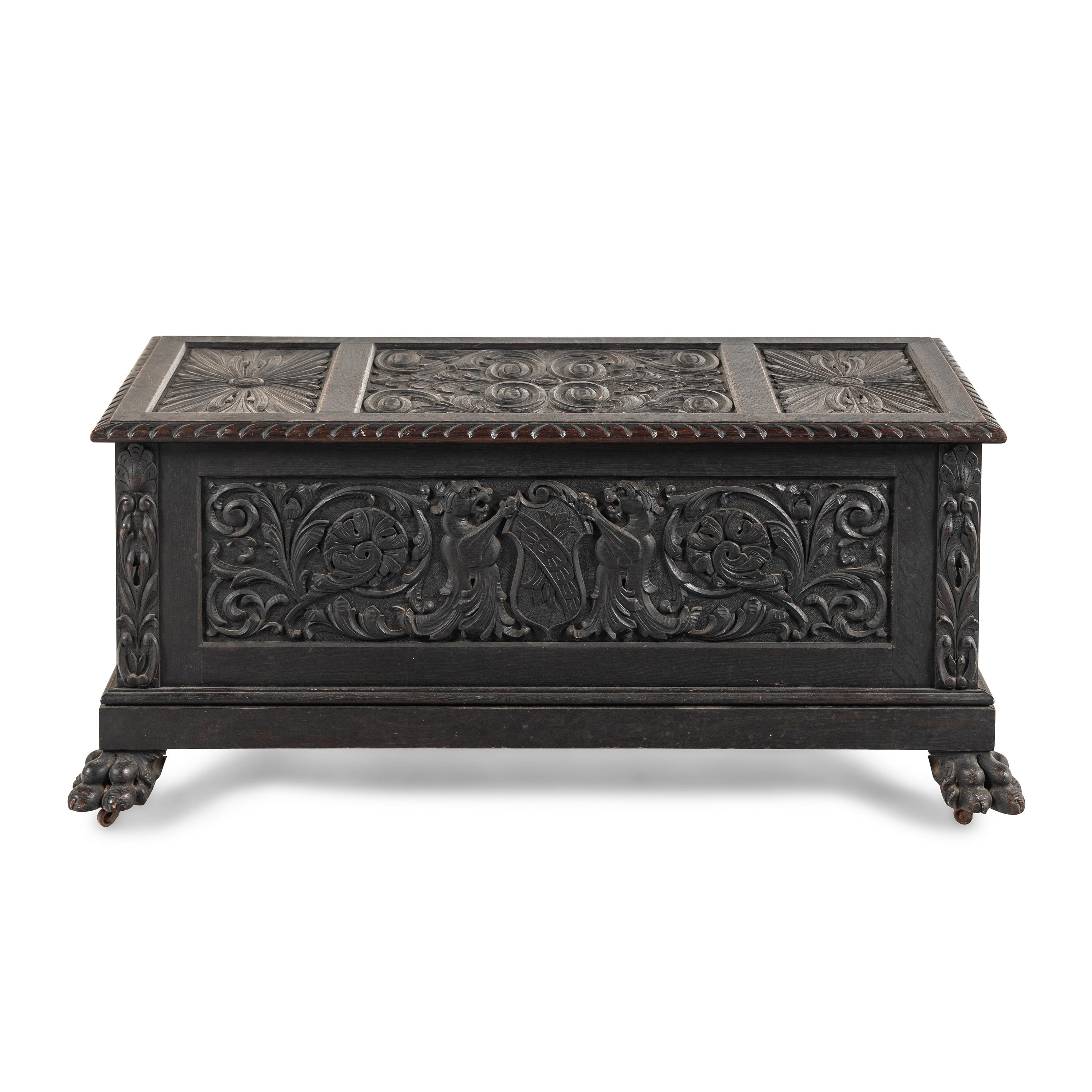 A Renaissance Revival Carved Oak Blanket Chest