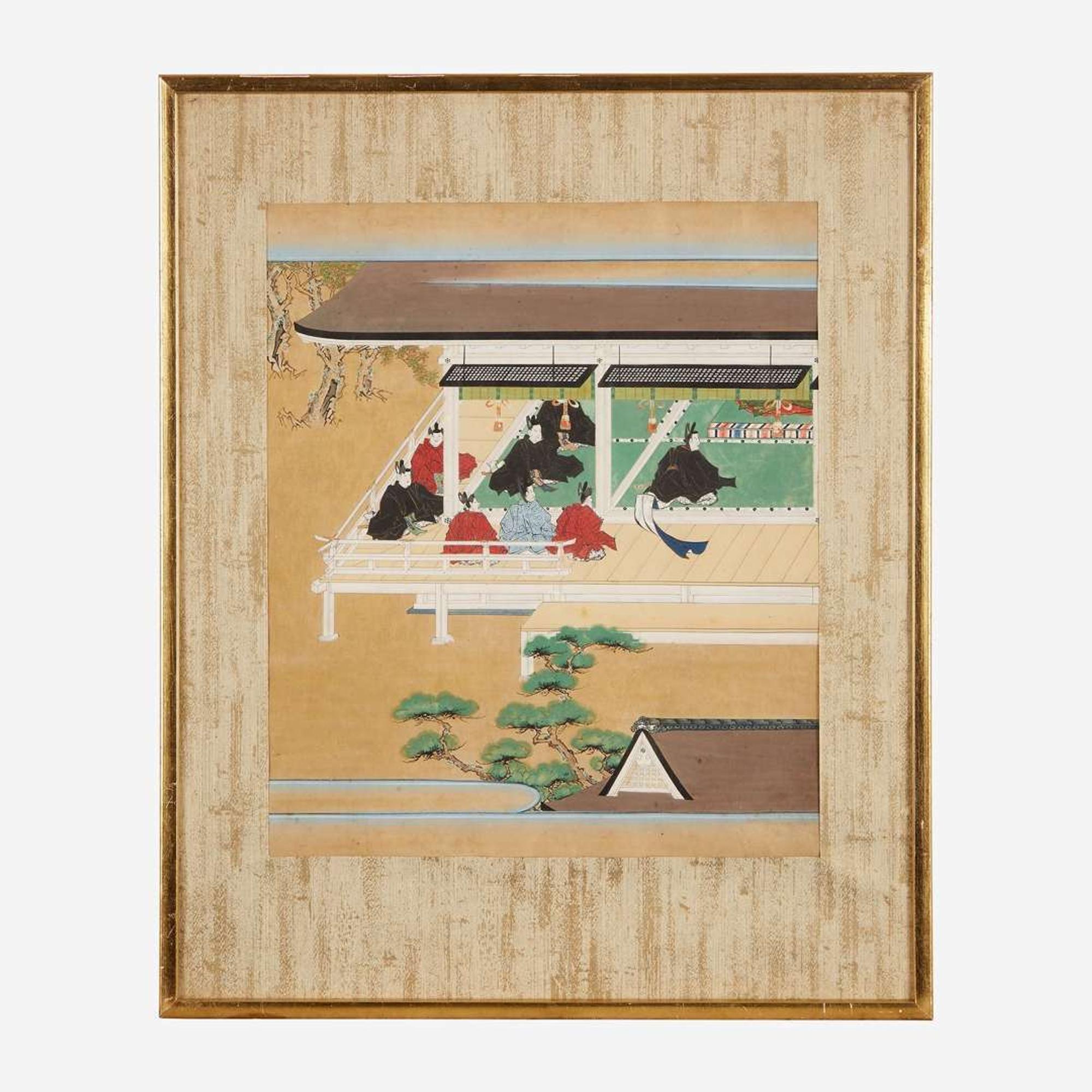 A group of seven Japanese Tosa school figural scenes 日本版画一组七件
