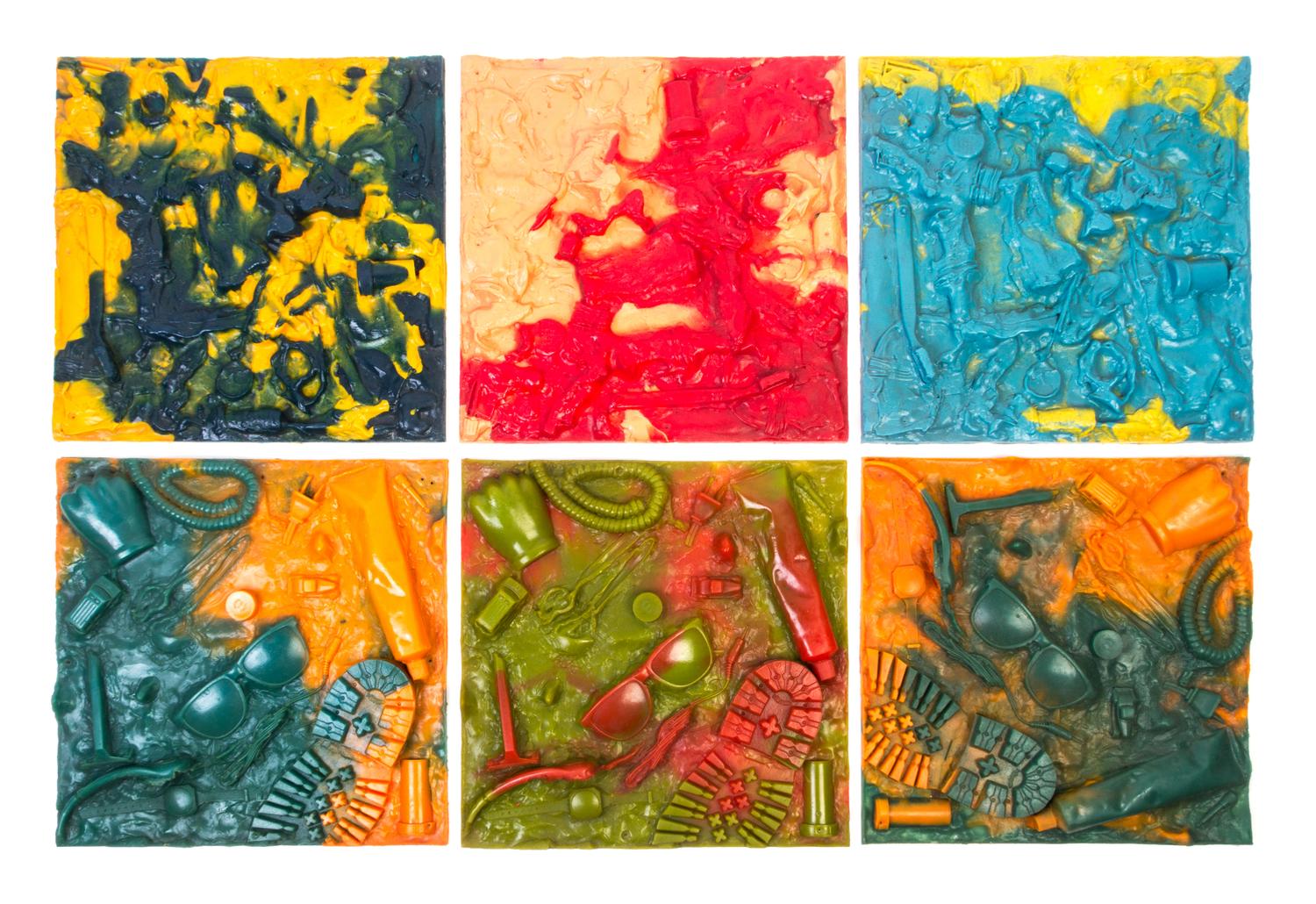 A Set of Six Molded Resin Wall Tiles Each: 14 x 13 3/4 inches. — GAETANO PESCE (ITALIAN, b. 1939), 1994