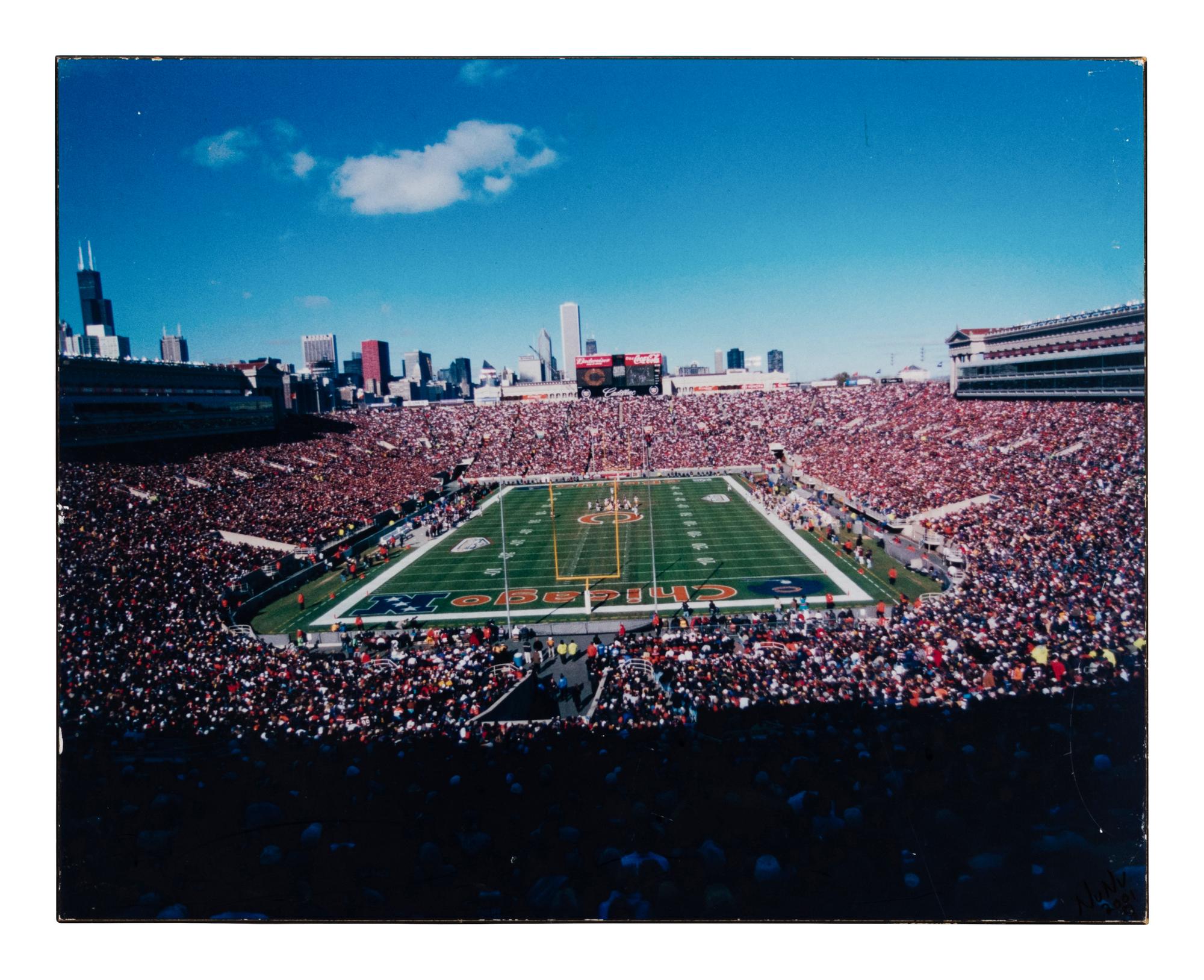 A Group of Three Photographs Depicting the Chicago Bears on Game Day Formerly Displayed at Mike Ditka’s Restaurant
