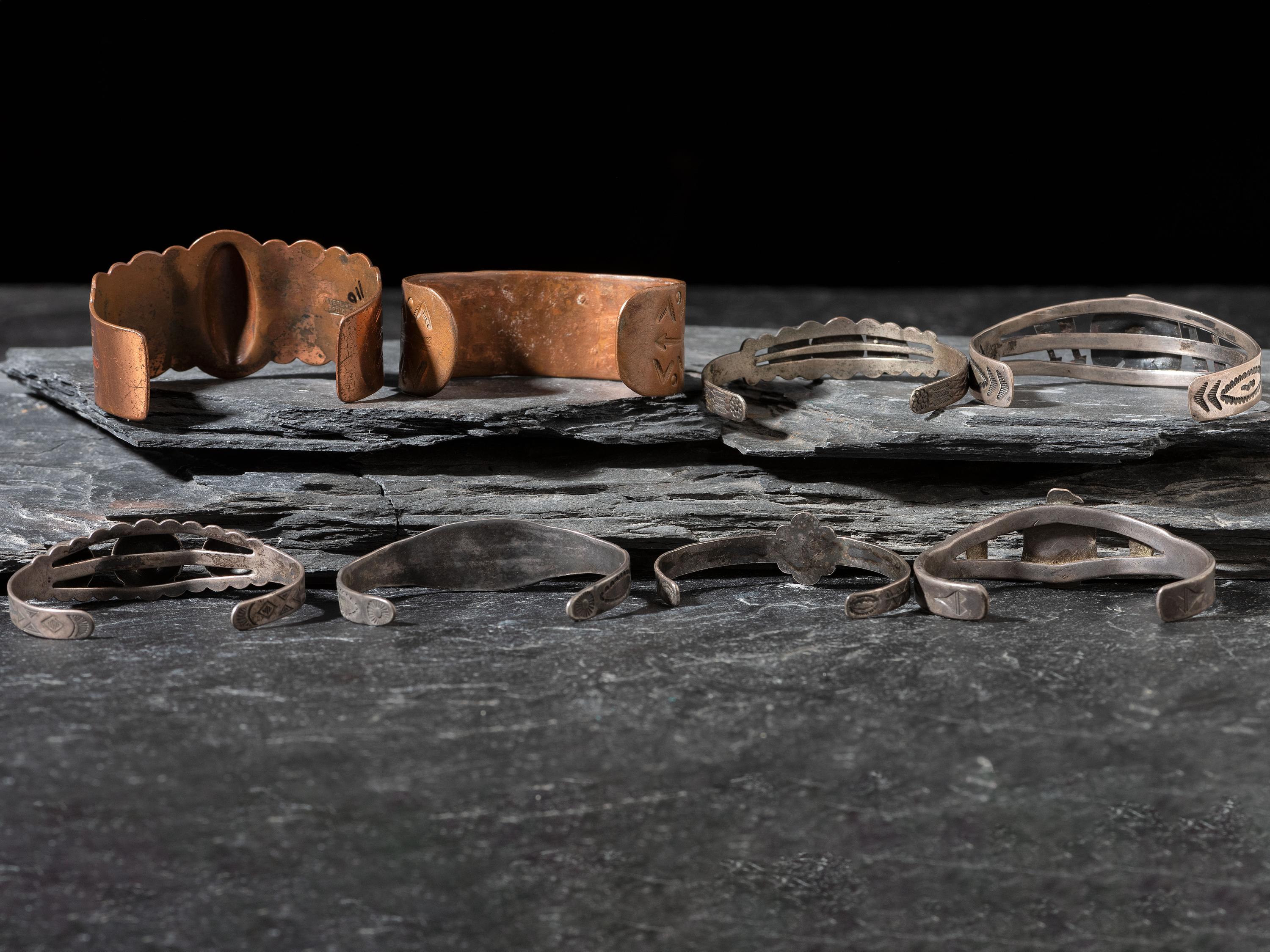 Fred Harvey Era Copper and Silver Curio Bracelets