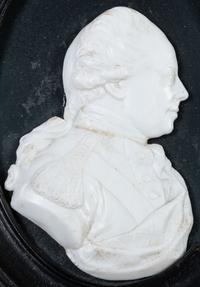 Two English White Paste Silhouette Bust Portraits of a Lady and a Gentleman