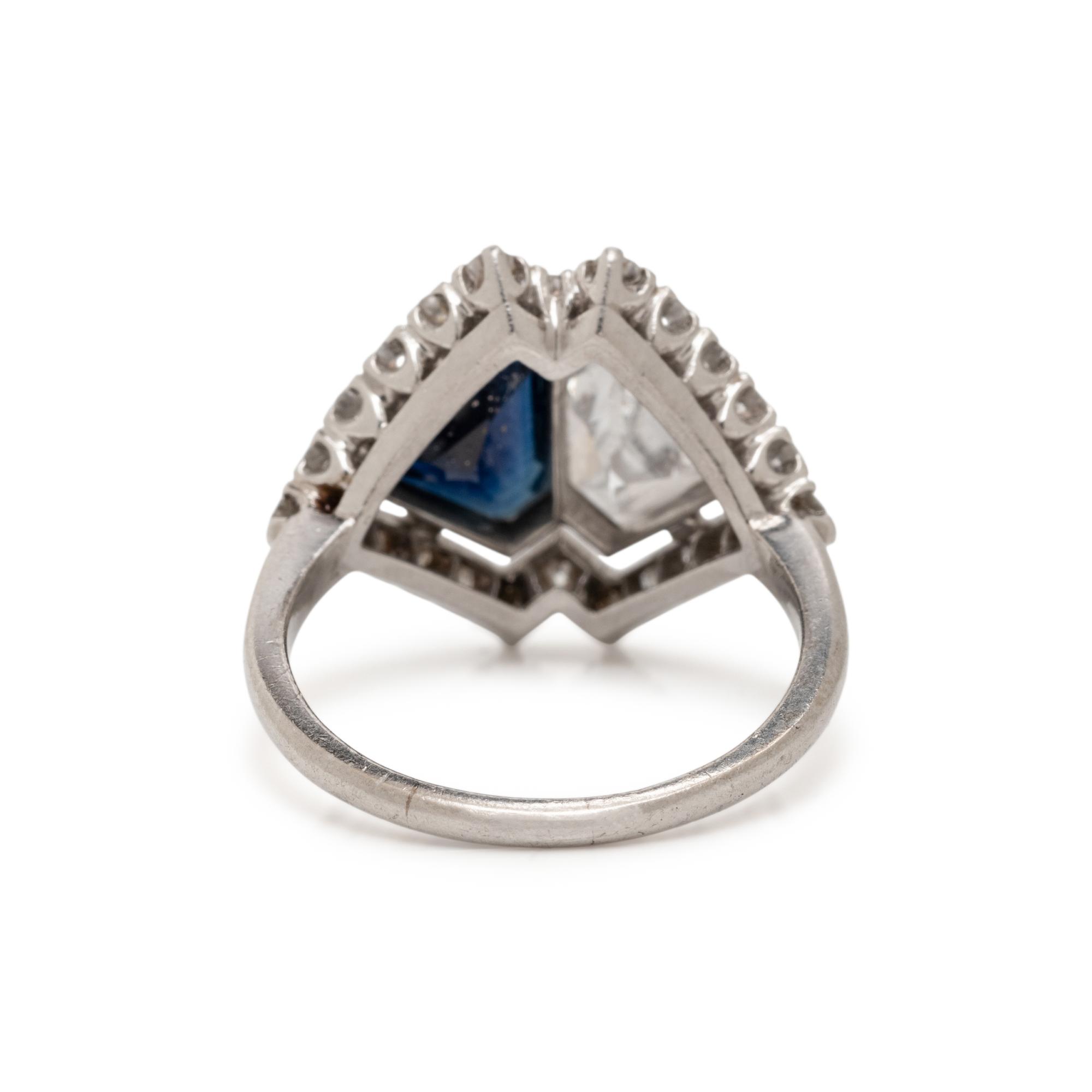 DIAMOND, SAPPHIRE, AND PLATINUM RING
