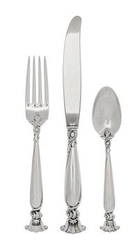 An American Silver Flatware Service, R. Wallace & Sons Mfg Co., Wallingford, CT, Romance of the Sea pattern, comprising: 14 dinner fork
