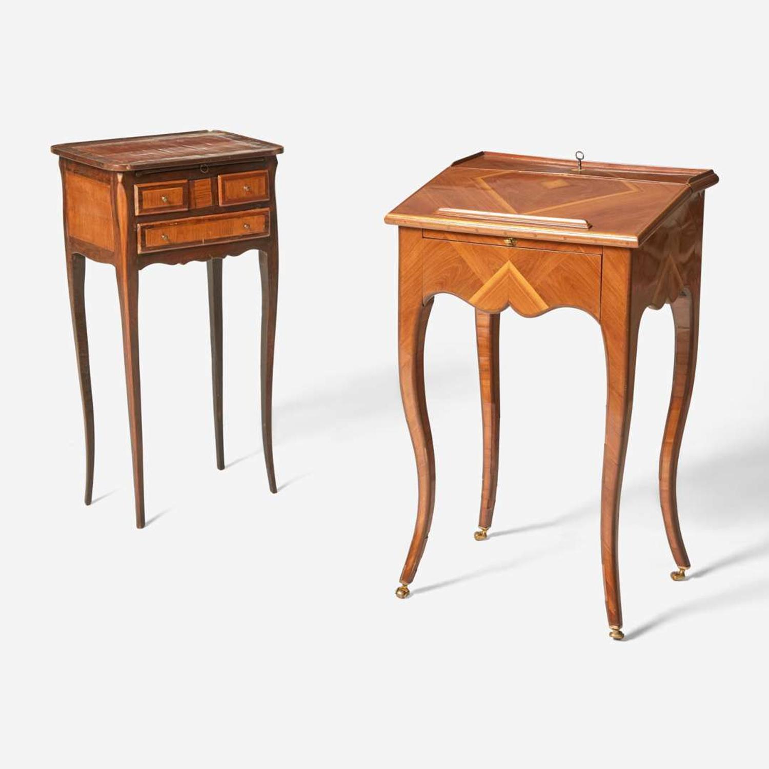 A Louis XVI style kingwood and fruitwood parquetry petite table à écrire Probably 19th century