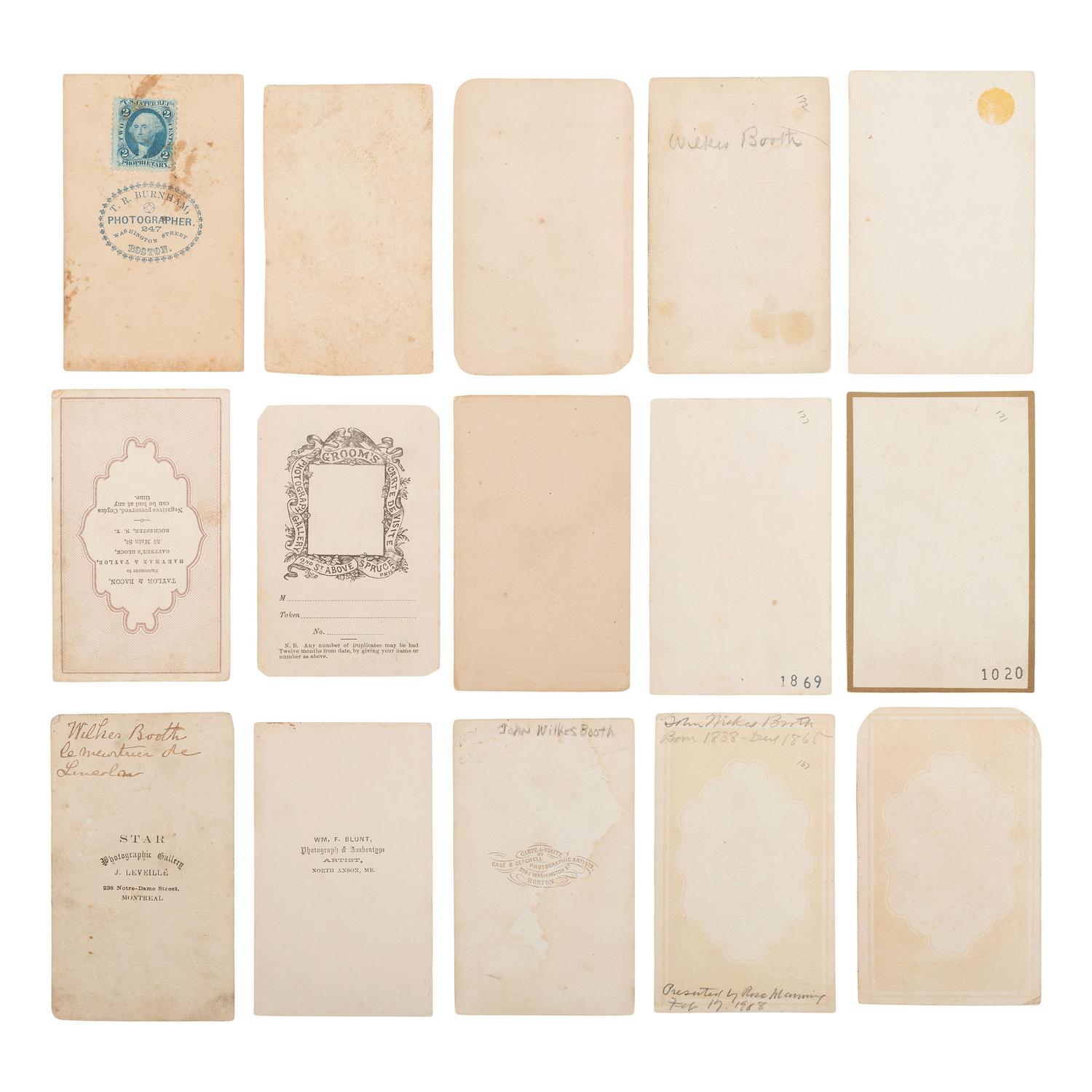 [Lincoln, Abraham] Photographic Study of John Wilkes Booth in 15 Carte de Visites