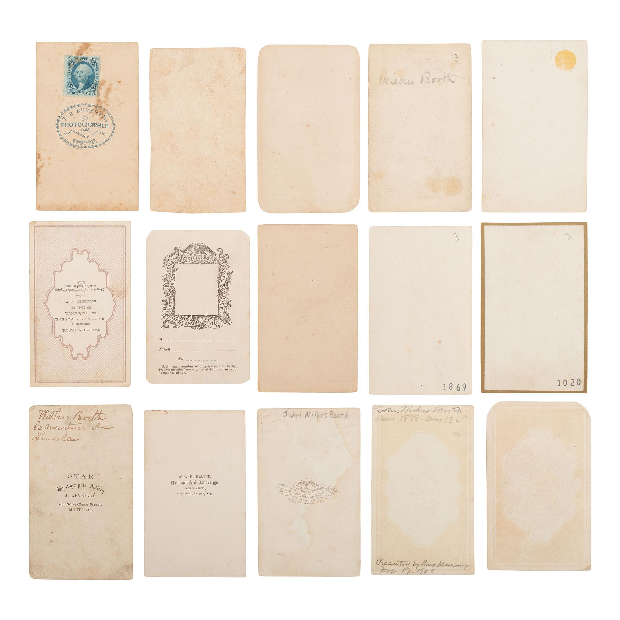[Lincoln, Abraham] Photographic Study of John Wilkes Booth in 15 Carte de Visites