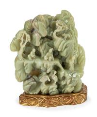 A Chinese Carved Jadeite Figural Group