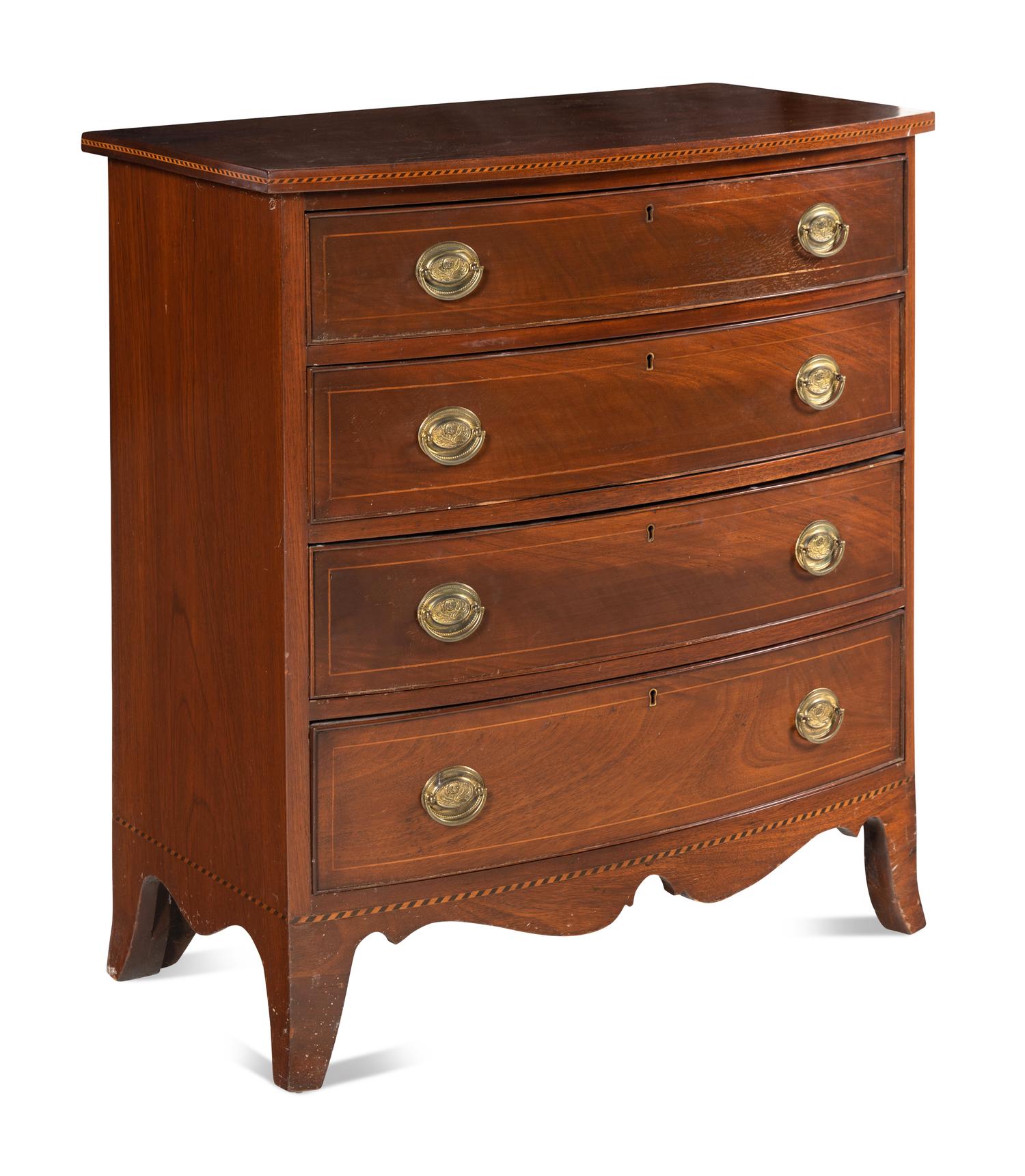 A Federal Style Inlaid Mahogany Bowfront Chest of Drawers