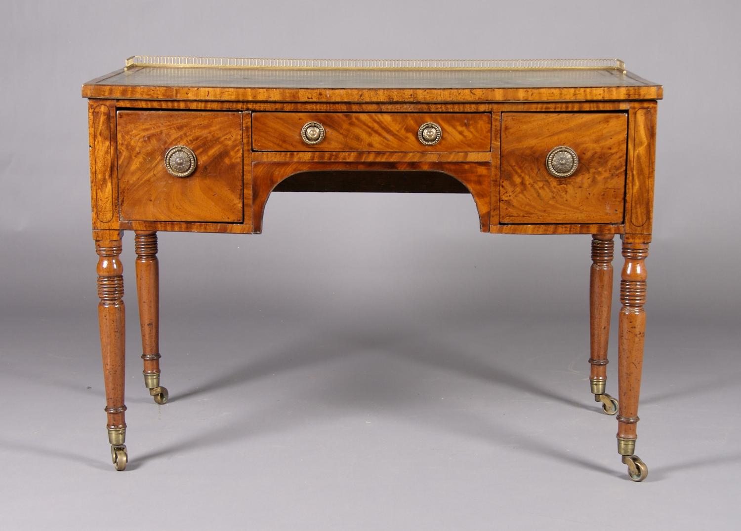 A George III Mahogany Writing Desk, Height 30 3/4 x width 44 3/4 x depth 21 1/4 inches.