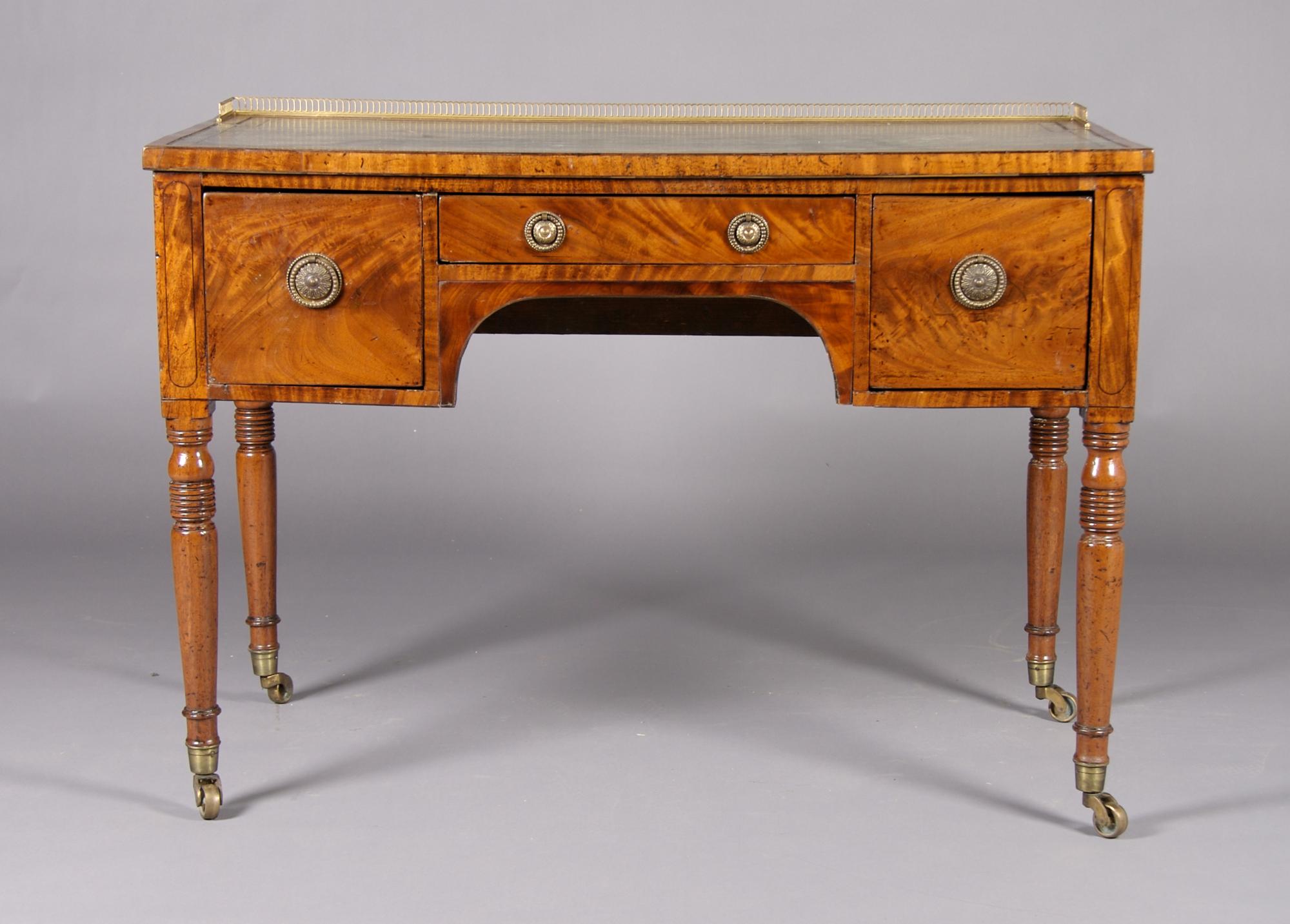 A George III Mahogany Writing Desk, Height 30 3/4 x width 44 3/4 x depth 21 1/4 inches.