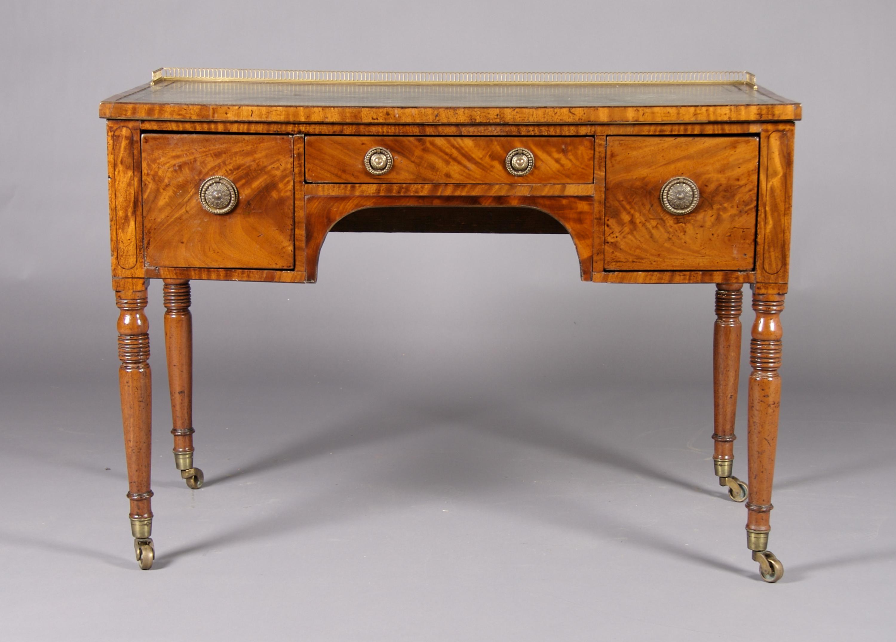 A George III Mahogany Writing Desk, Height 30 3/4 x width 44 3/4 x depth 21 1/4 inches.