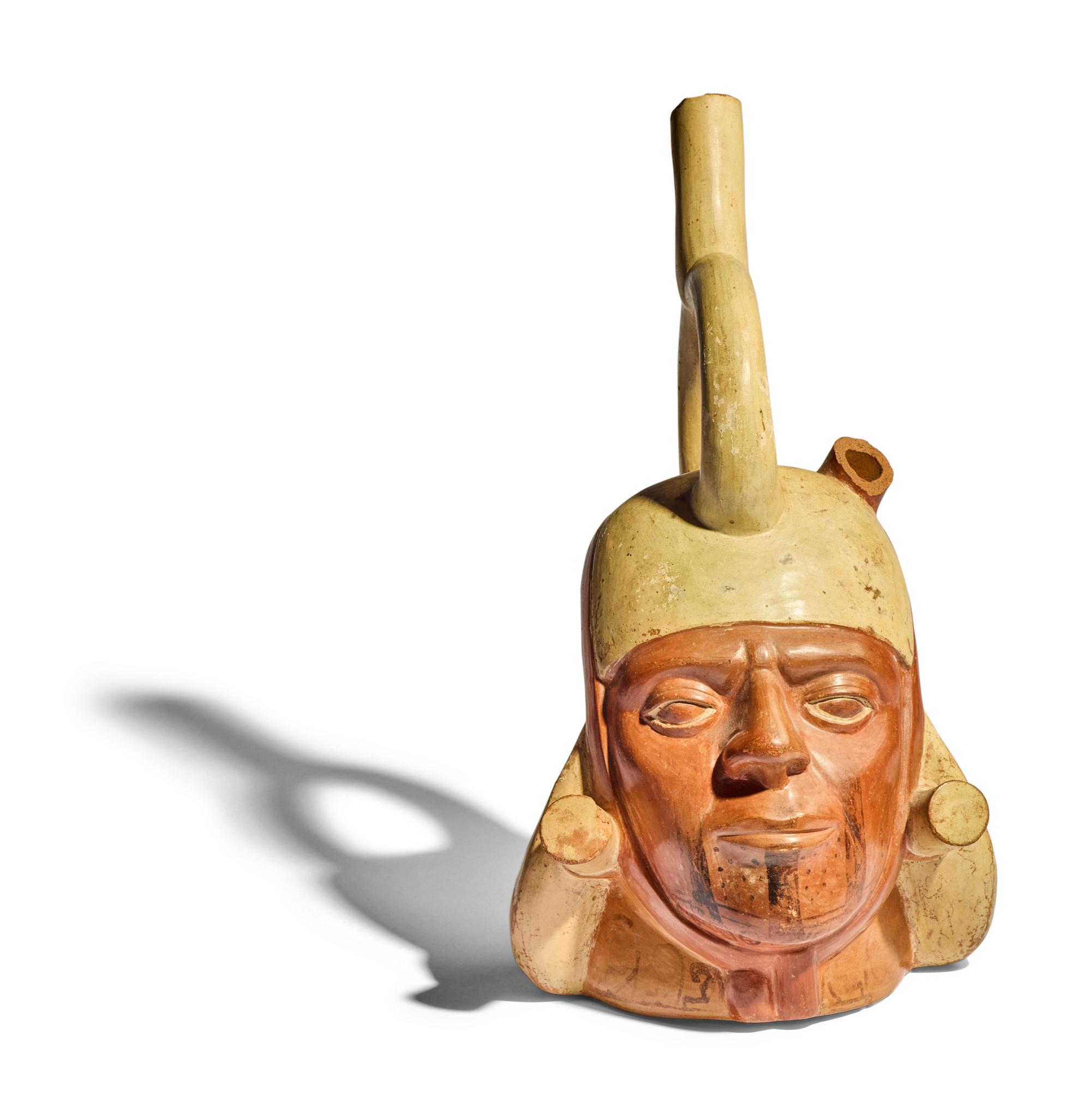A Moche Stirrup Vessel in the Form of a Portrait Head
