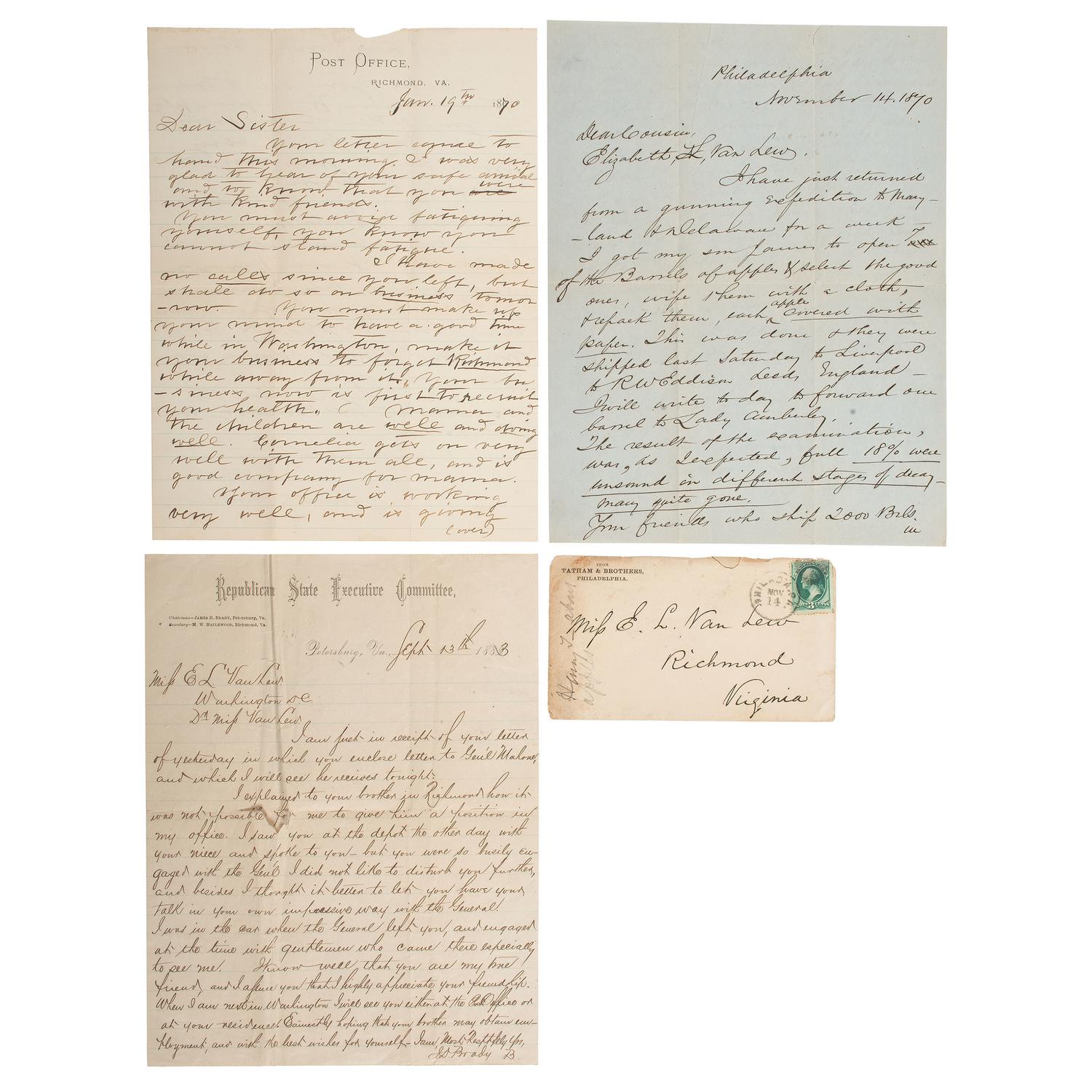 Van Lew Family Archive, Incl. Letters from Civil War Spymaster Elizabeth Van Lew and Slave-Turned-Spy Mary Bowser