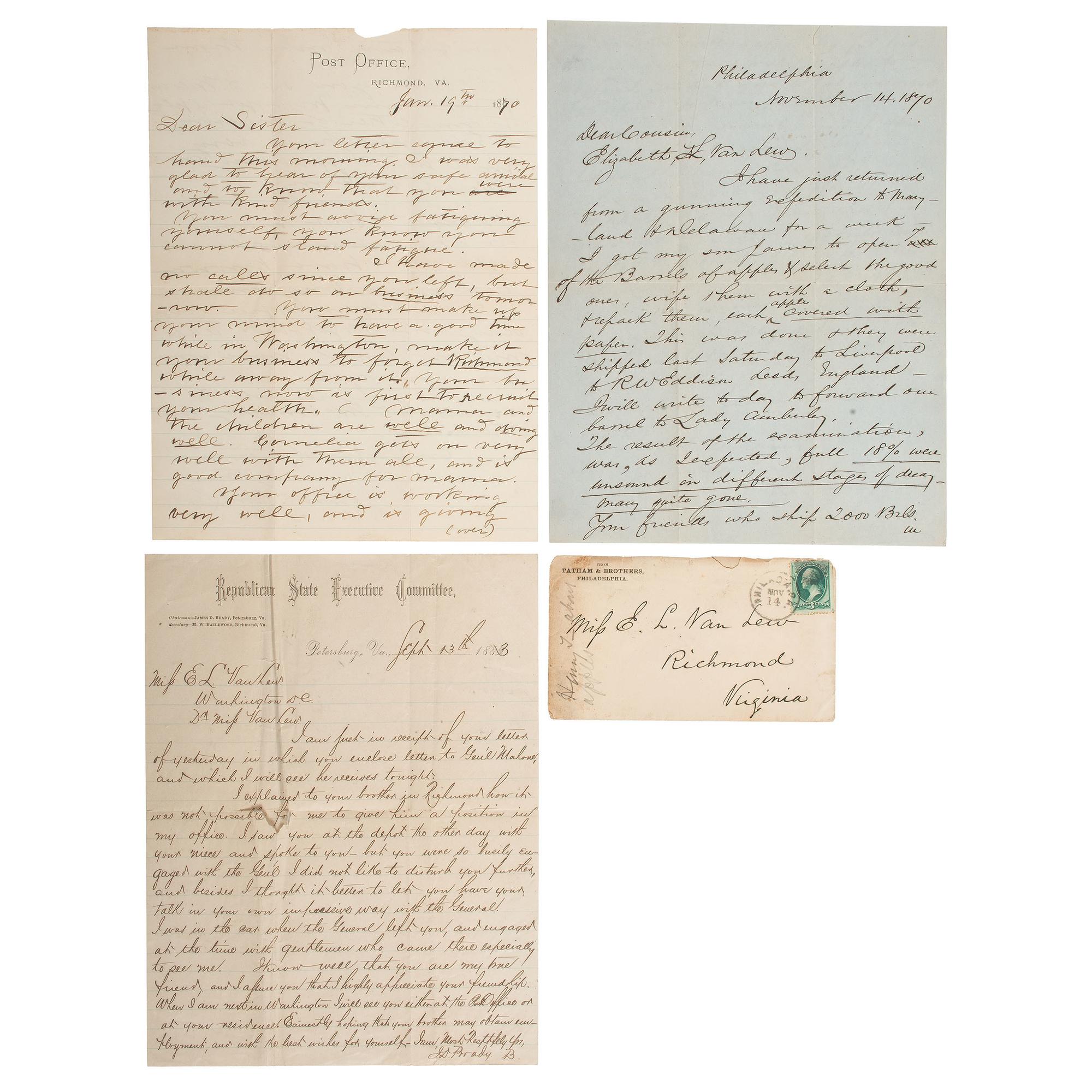 Van Lew Family Archive, Incl. Letters from Civil War Spymaster Elizabeth Van Lew and Slave-Turned-Spy Mary Bowser