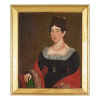 Micah Williams (1782-1837), A Portrait of a Lady with Coral Earrings and Embroidered Shawl