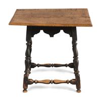 A Paint Decorated Maple-Top Side Table