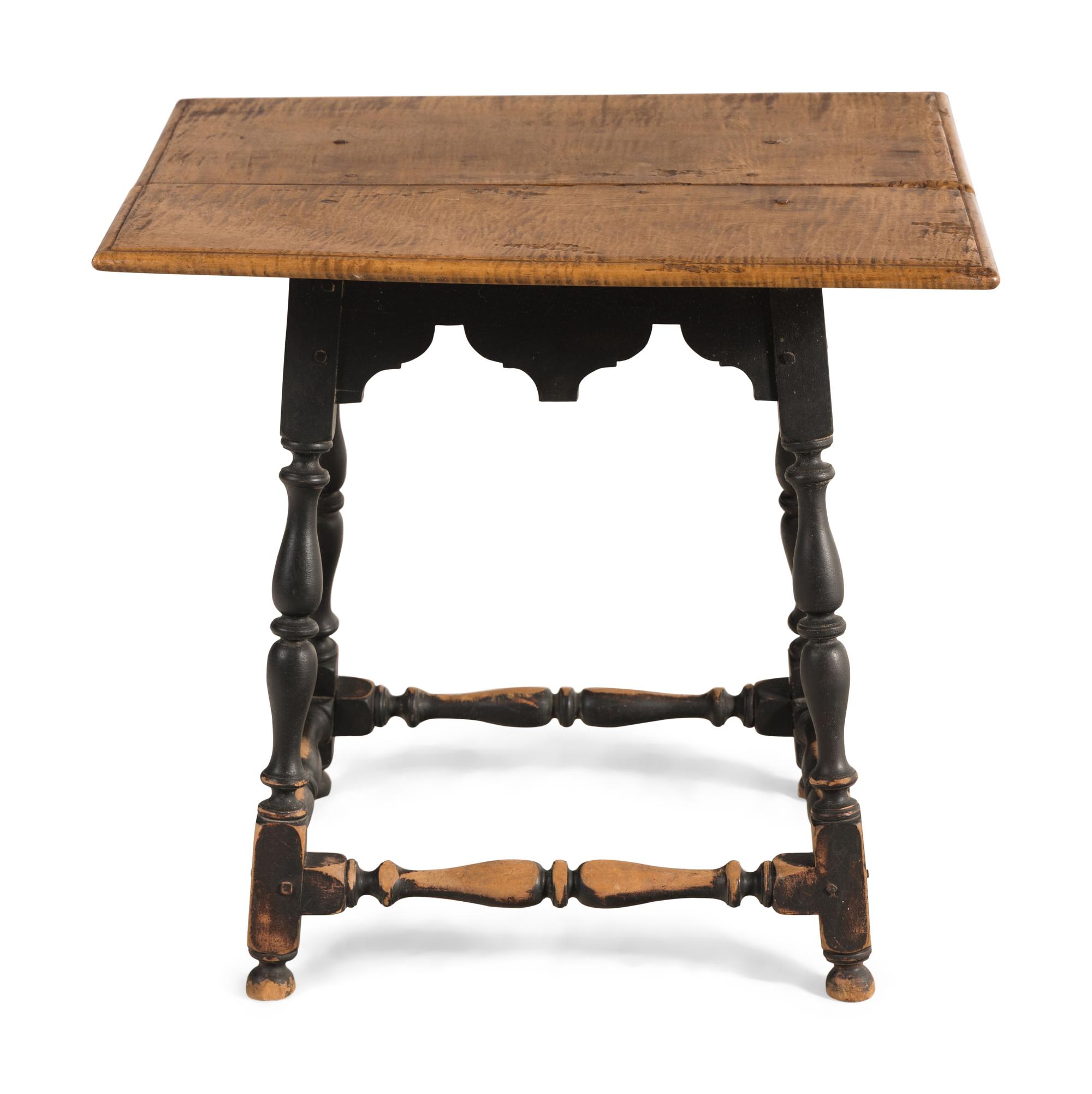 A Paint Decorated Maple-Top Side Table