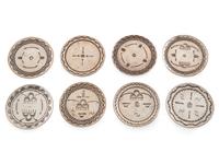 Group of Heavily Stamped Silver Coasters
