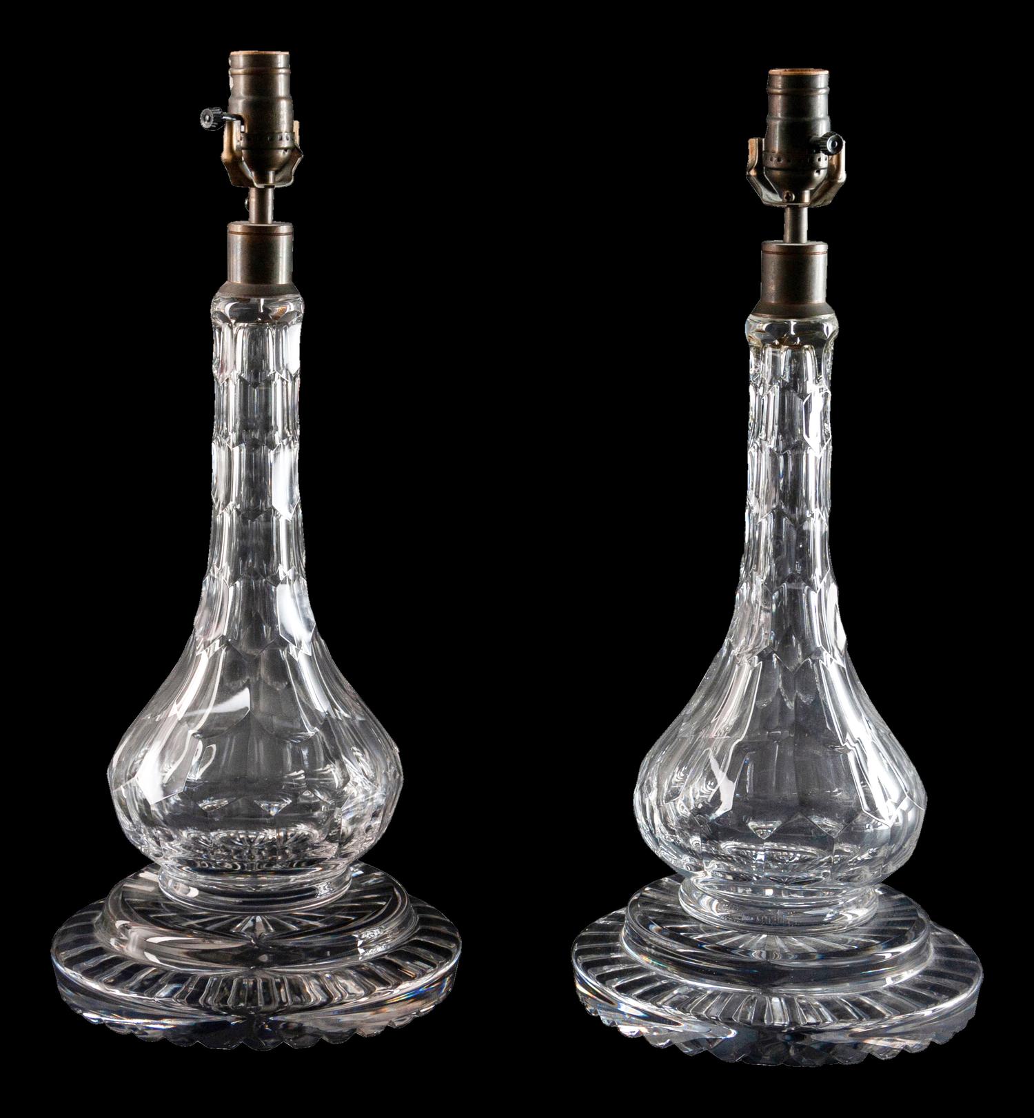 A Pair of Cut Glass Oil Lamp Bases