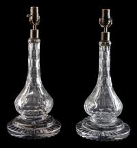 A Pair of Cut Glass Oil Lamp Bases
