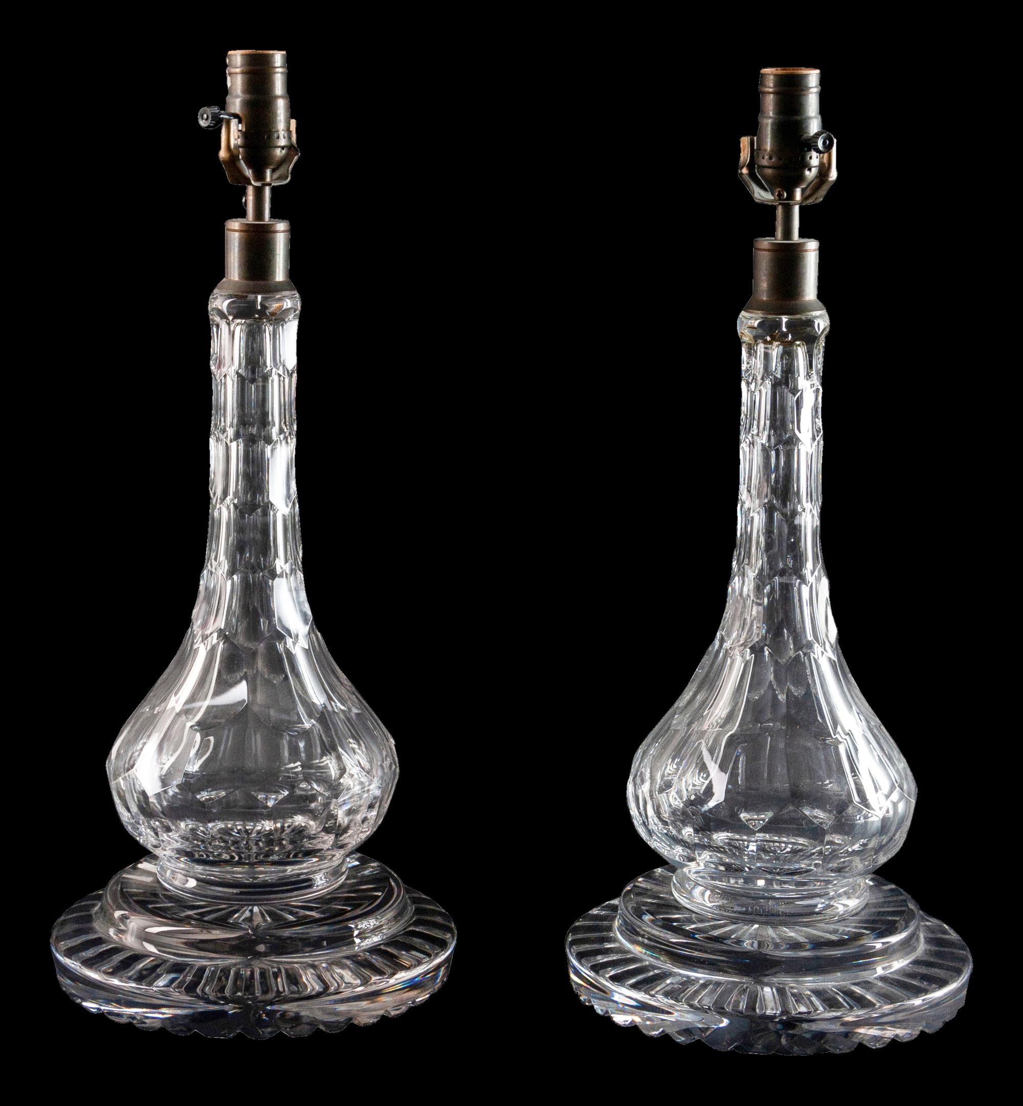 A Pair of Cut Glass Oil Lamp Bases