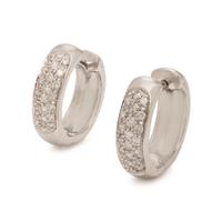 White Gold and Diamond Huggie Hoop Earrings