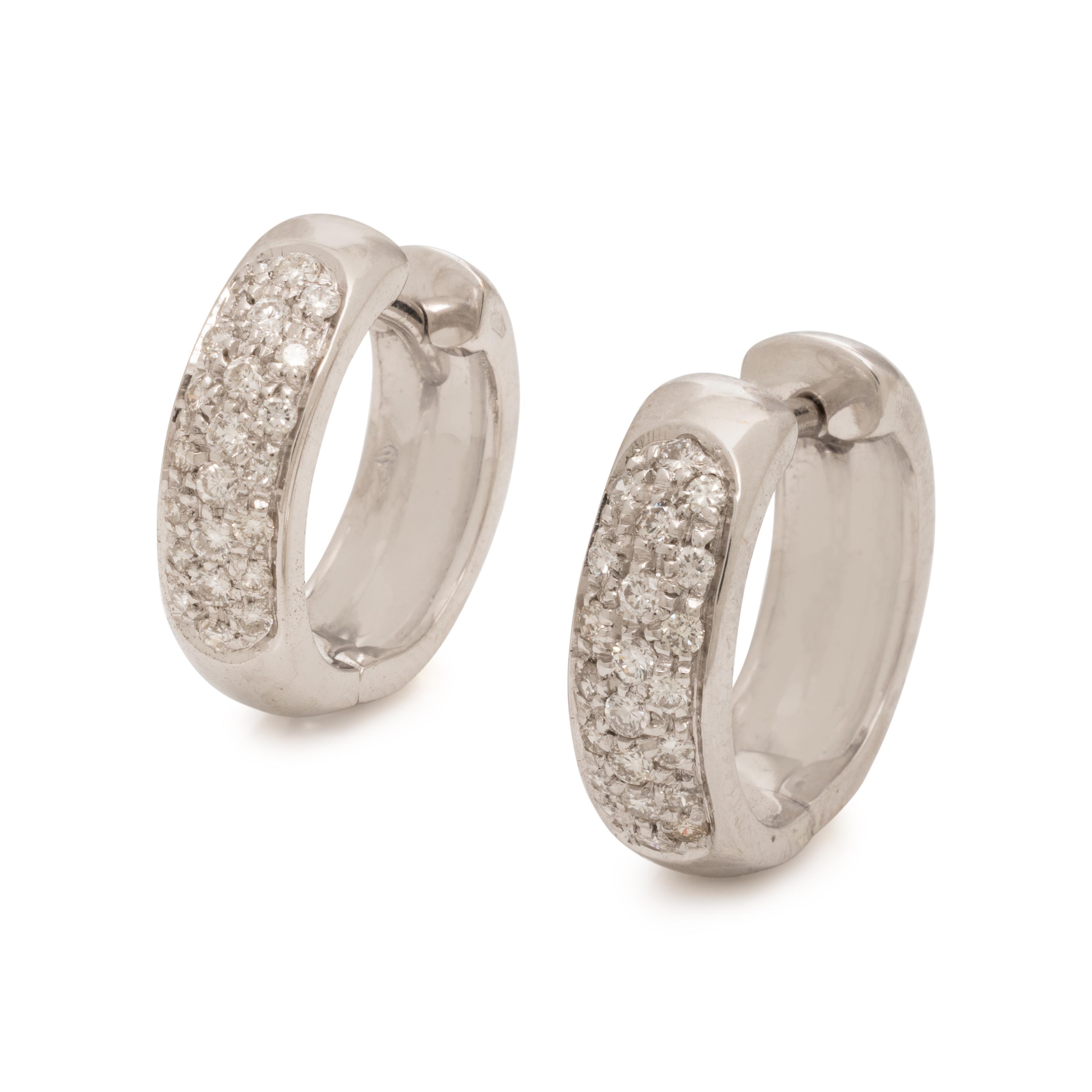 White Gold and Diamond Huggie Hoop Earrings