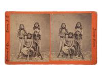 [NATIVE AMERICANS]. BUEHMAN, photographer. Stereoview of Apache Scouts.