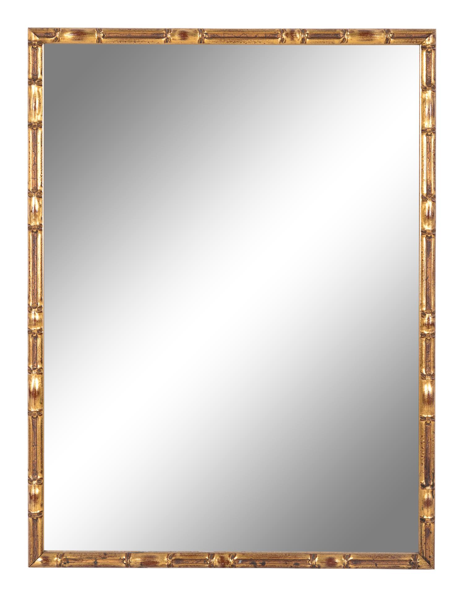 A Faux Bamboo-Framed Giltwood Mirror