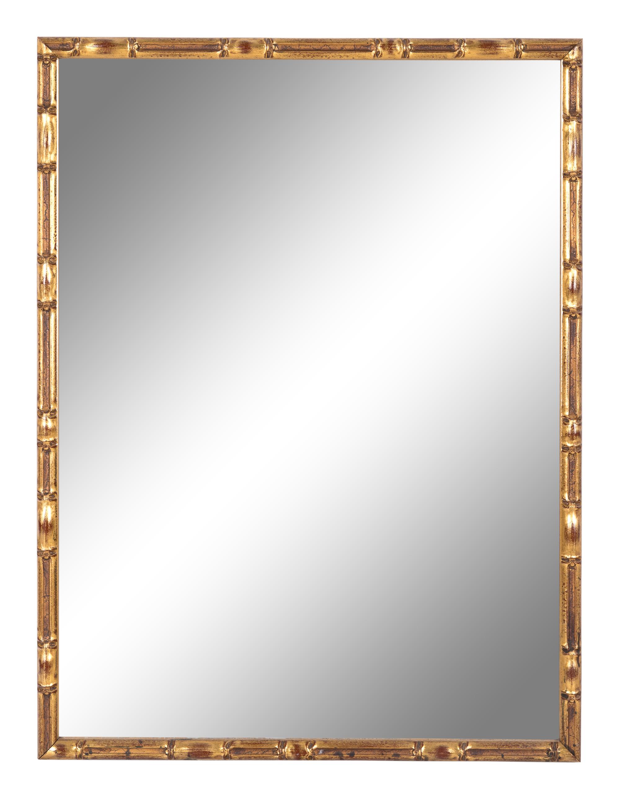 A Faux Bamboo-Framed Giltwood Mirror