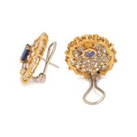 SAPPHIRE AND DIAMOND EARCLIPS