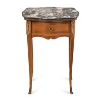 A Louis XV/XVI Transitional Style Marble-Top Side Table