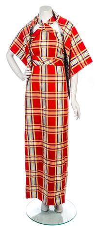 A Donald Brooks Red Plaid Cotton Dress,