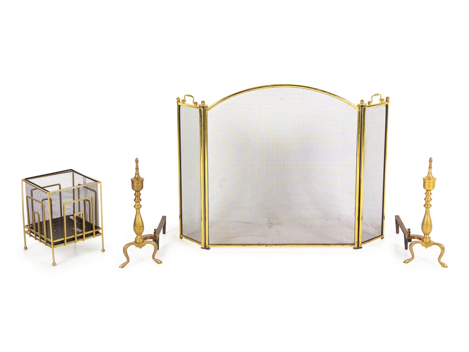 A Set of Brass Fireplace Tools