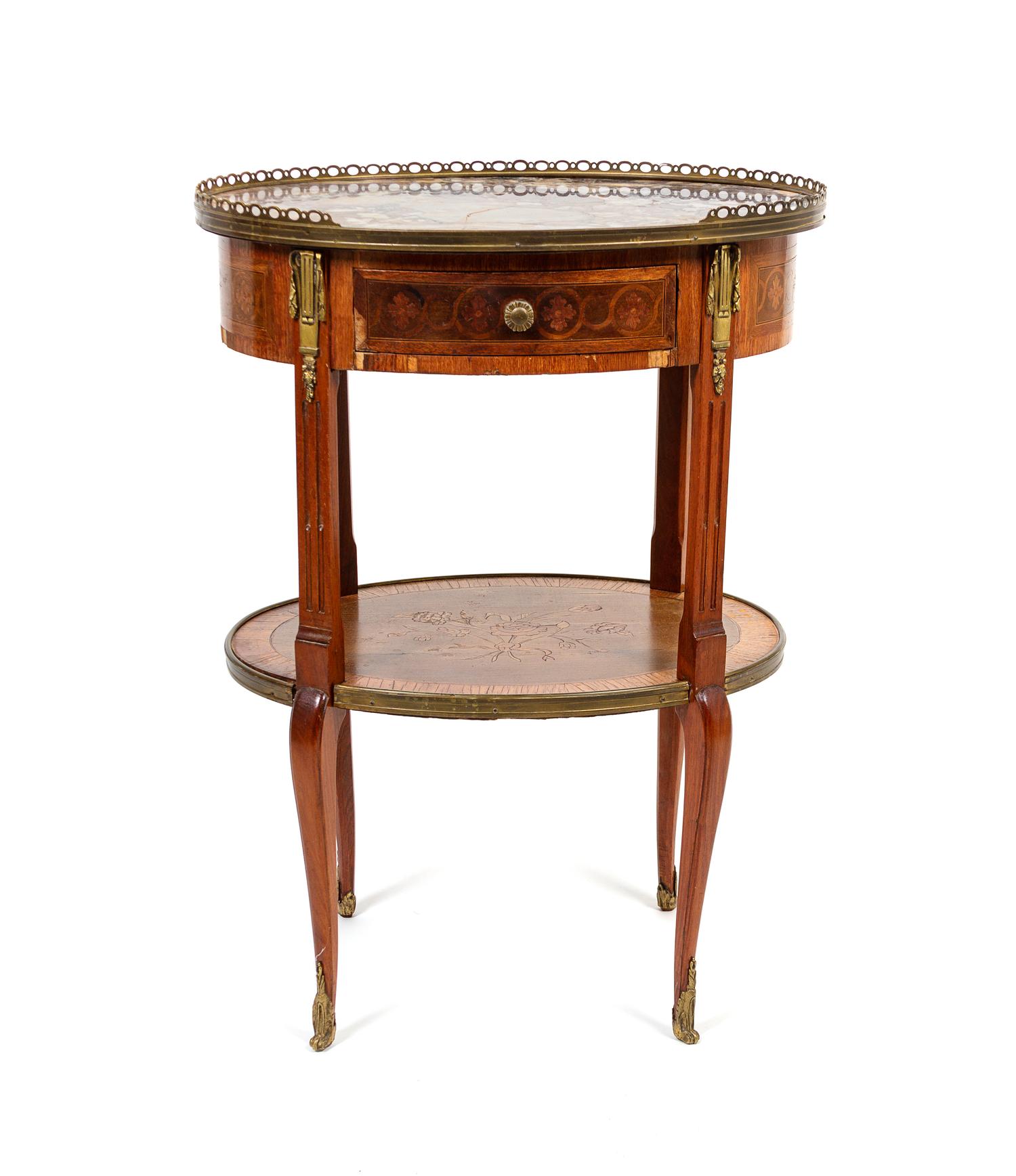 A Napoleon III Bronze-Mounted Marble Top Table en Chiffonier