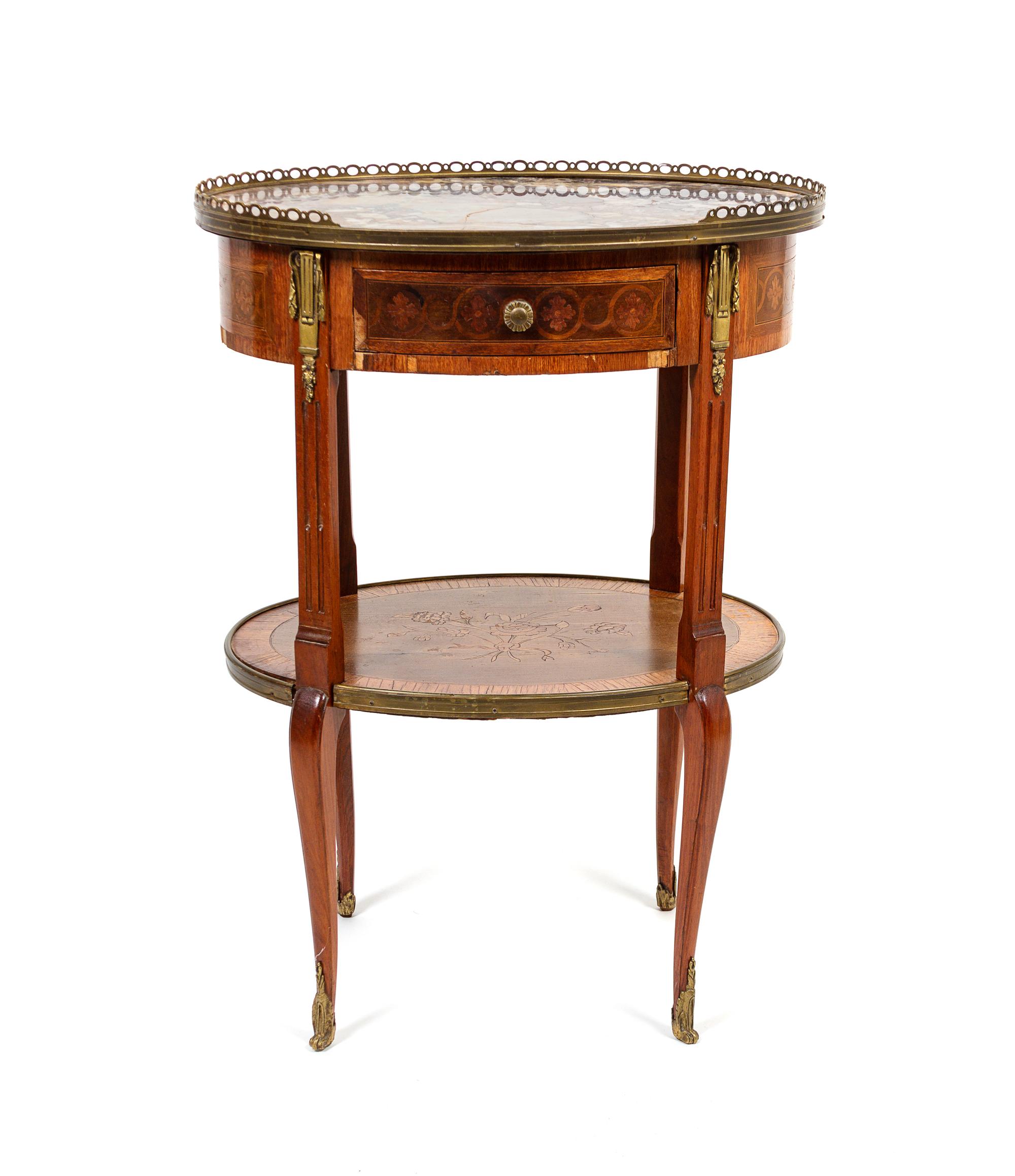 A Napoleon III Bronze-Mounted Marble Top Table en Chiffonier