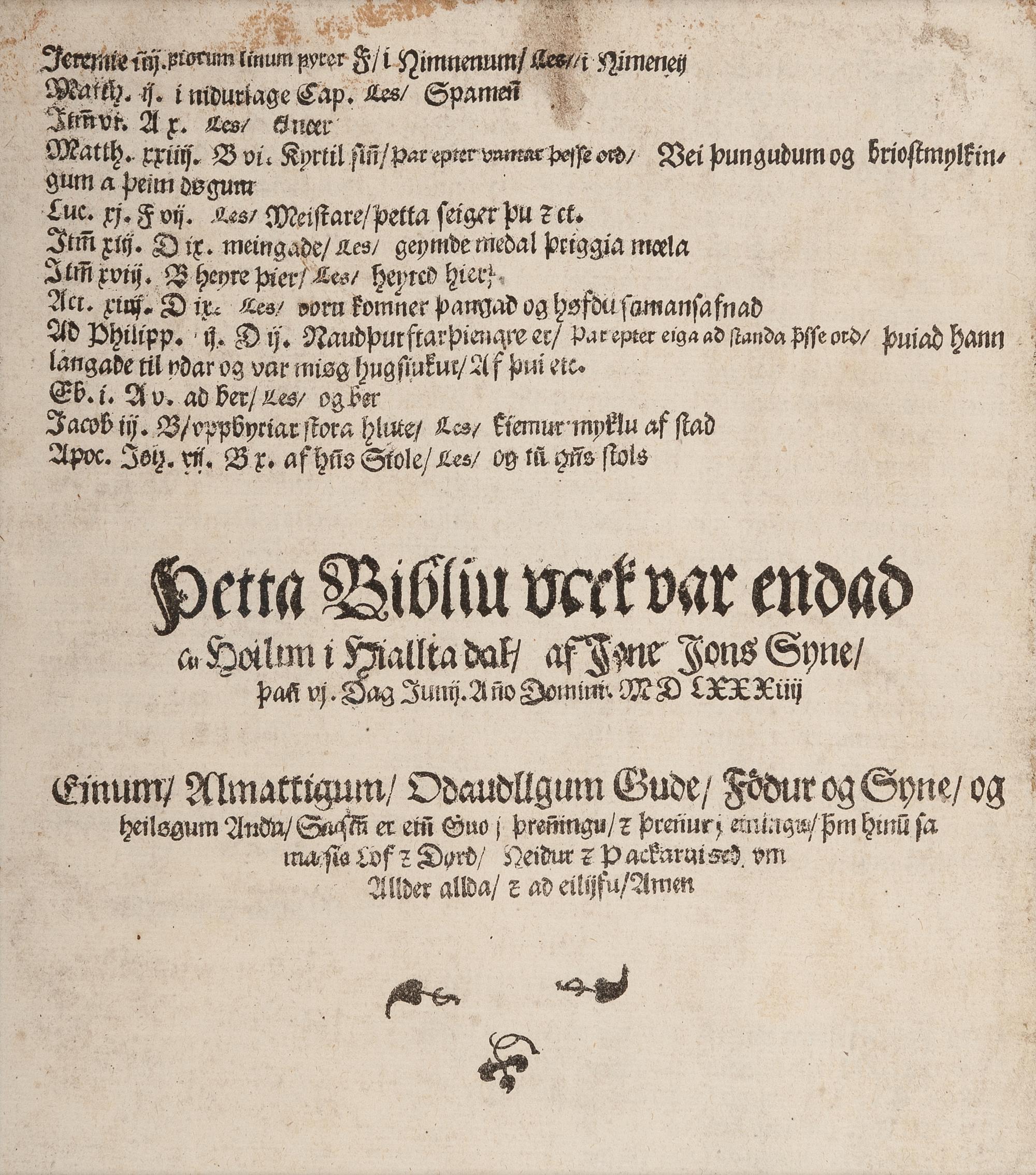 [BIBLE LEAVES - WORLD LANGUAGES]. A group of 5 Bible leaves, comprising: