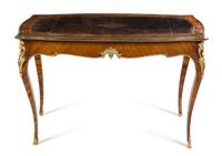 A Louis XV Style Gilt Bronze Mounted Kingwood Bureau Plat Height 29 3/4 x width 45 1/2 x depth 23 1/2 inches. — FRANCOIS LINKE, PARIS, CIRCA 1900
