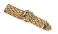 A 14 Karat Yellow Gold and Enamel Belt Bracelet, 48.60 dwts.