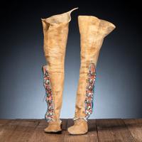 Comanche Child's Beaded Hide Boot Moccasins