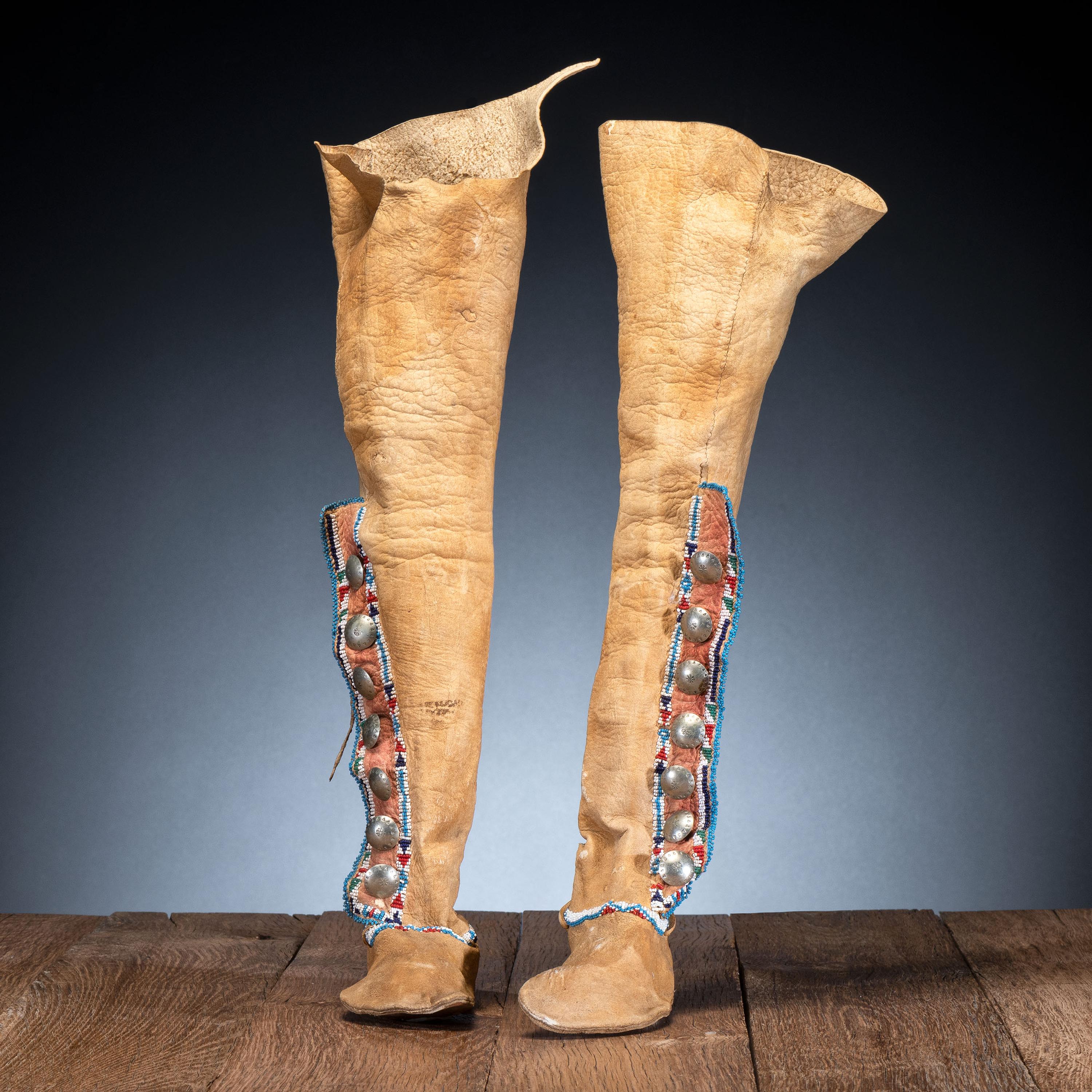 Comanche Child's Beaded Hide Boot Moccasins