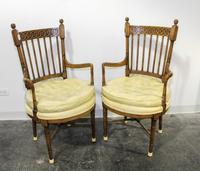 A Pair of Fruitwood Open Arm Chairs Height 41 inches. — SECOND HALF 20TH CENTURY
