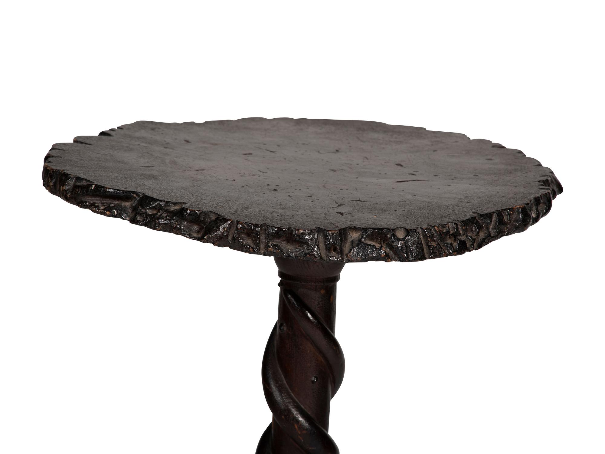 A Folk Art Carved Rootwood and Burlwood Snake and Turtle Pedestal