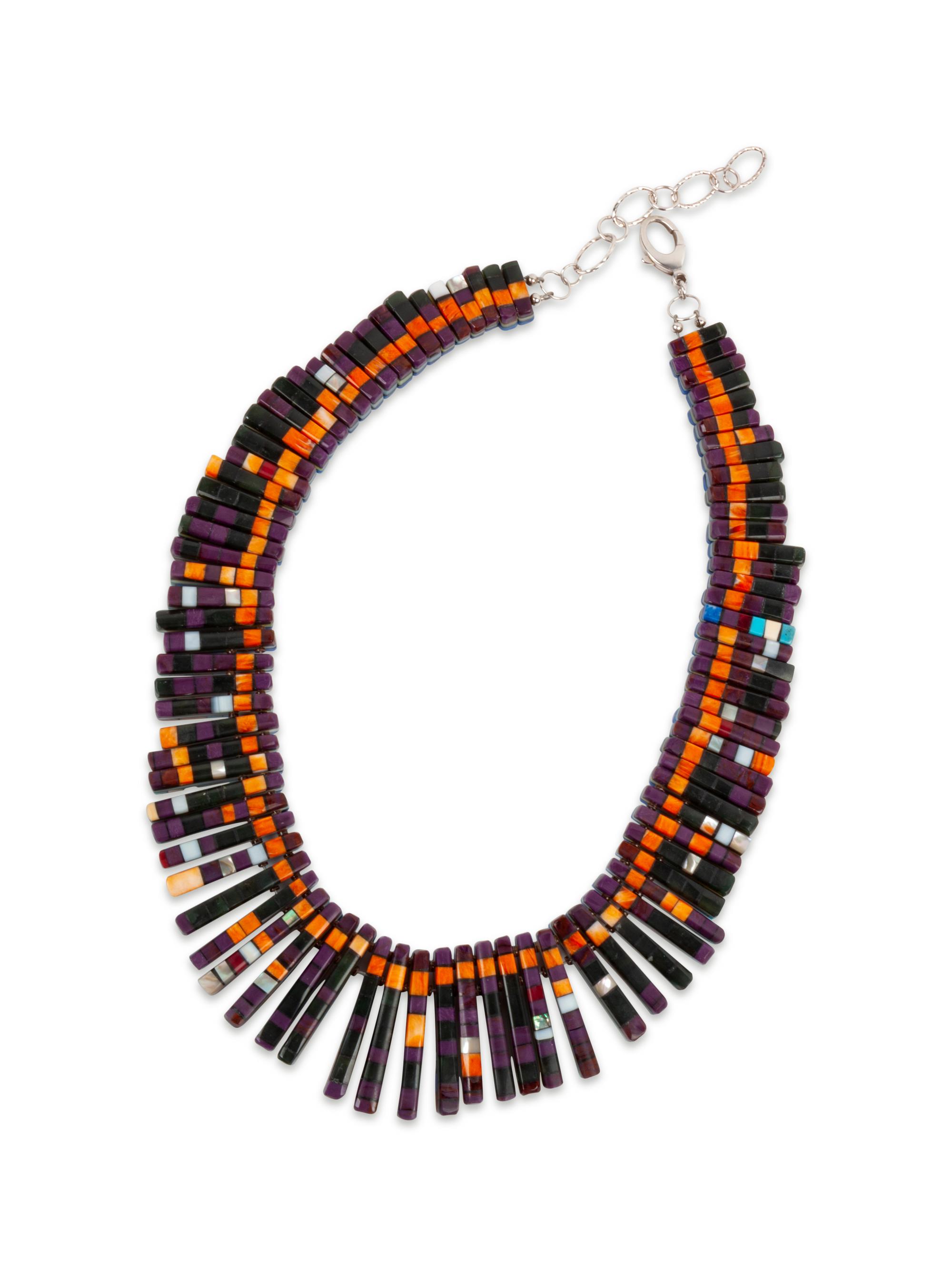 Attributed, Reversible Mosaic Inlay Multi-Stone Necklace