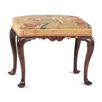 A George III Walnut Upholstered Foot Stool