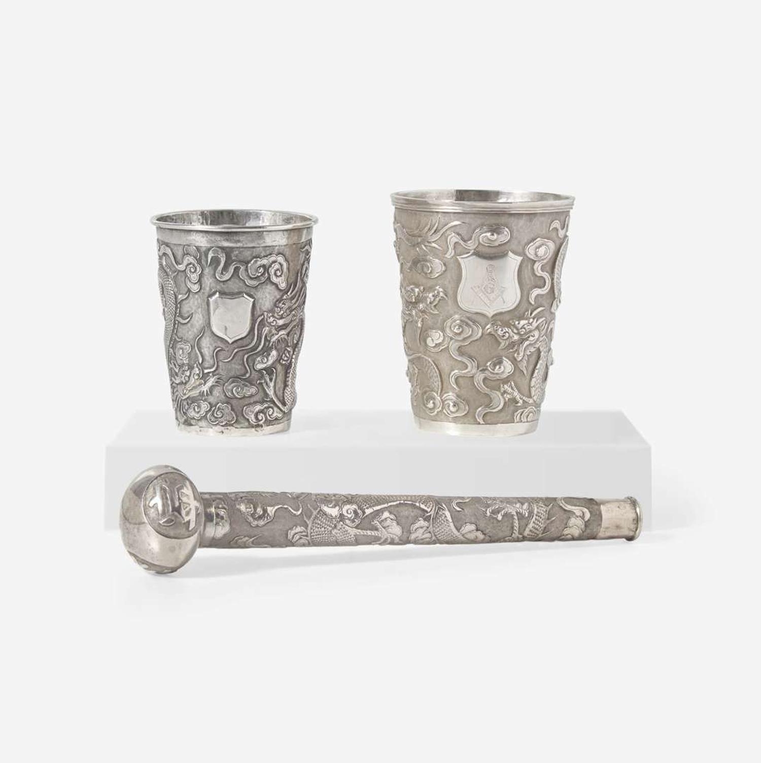 A group of three Chinese Export silver items late 19th / early 20th century