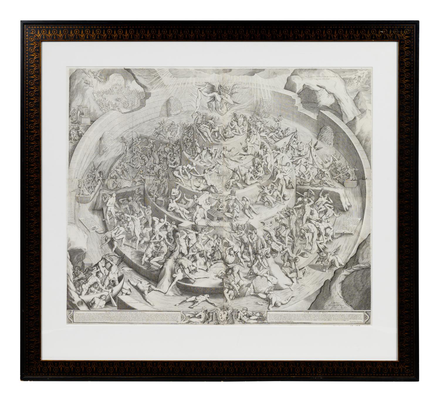Inferno According to Dante Alighieri in "The Divine Comedy" (After a drawing by Bernardino Poccetti, 1612)